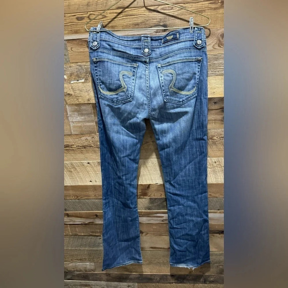 Rock and Republic Issac mid rise flare medium wash jean gold distressing US30 - Picture 3 of 7